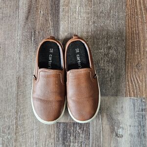 Carters Brown Faux Leather Slip-On Kids Shoes - Size 12